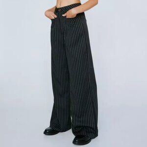 NWT Nasty Gal Pinstripe Wide Leg Trousers 14 (Fits like size 12)